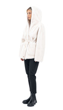 Učitajte sliku u preglednik galerije, Bunda od umjetnog krzna s kapuljačom i vezicom u struku