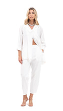 Učitajte sliku u preglednik galerije, Bijele viskozne hlače s visokim strukom