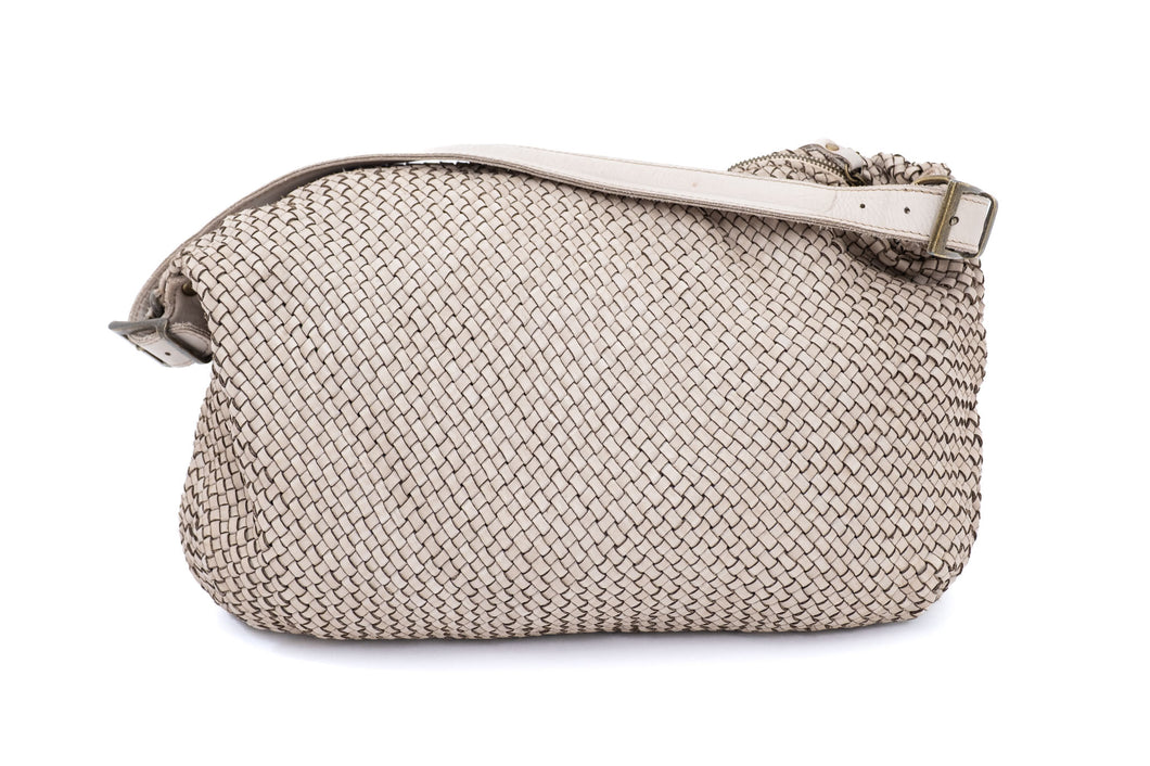 Pletena torba od prirodne kože u bež nijansi