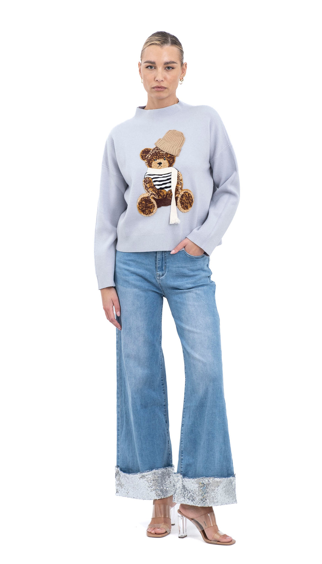 Trapez jeans s svjetlucavim detaljima