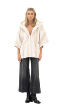 Učitajte sliku u preglednik galerije, Kratka bunda, pelerina s kapuljačom bež boje
